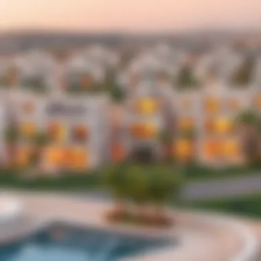 Panoramic view of Frond E showcasing luxury villas