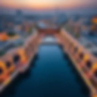 Aerial view of the Jumeirah Canal showcasing its stunning architectural design