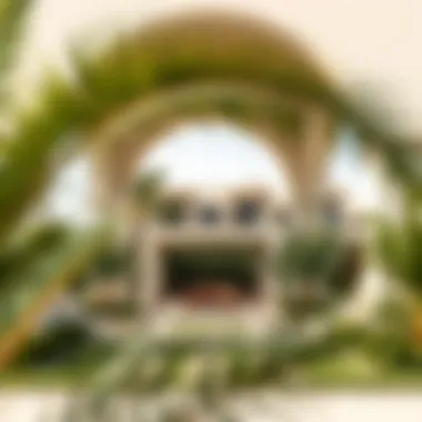 Serene outdoor landscape of Jumeirah Palm Villas with lush greenery