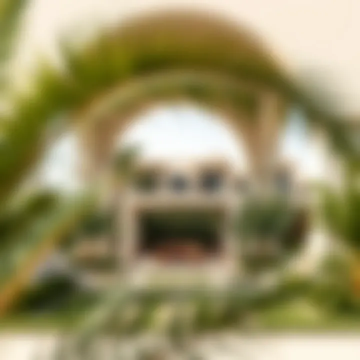 Serene outdoor landscape of Jumeirah Palm Villas with lush greenery