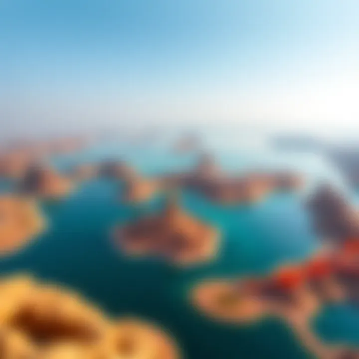 Aerial view of the Lakes of Zulal showcasing their stunning formations and vibrant colors.