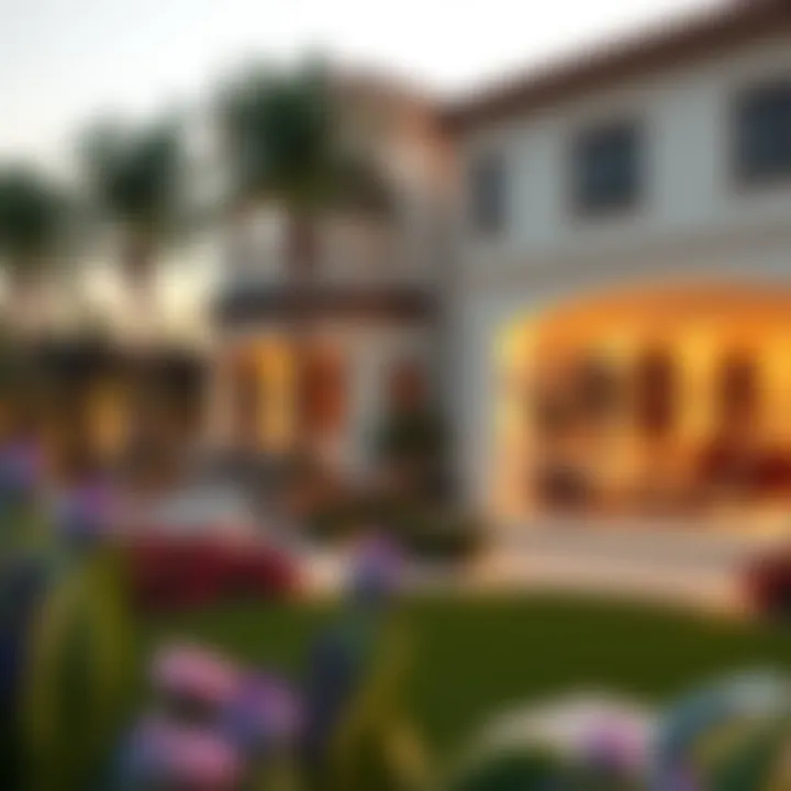 Beautiful landscaped garden of a villa