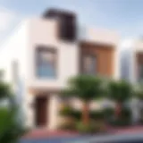 Exterior of a Contemporary 2 BHK Townhouse in Dubai Modern 2 BHK townhouse exterior in Dubai