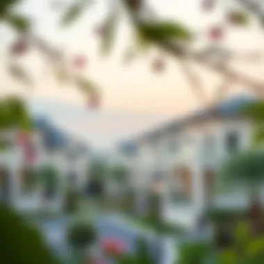 Scenic Neighborhood Highlighting Townhouses in Dubai Scenic neighborhood view in Dubai featuring townhouses