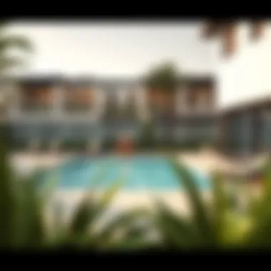 Amenities of a townhouse community including pool and gym