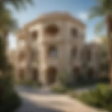 Architectural Marvel of The Palm Villas Luxurious exterior view of The Palm Villas showcasing unique architectural design