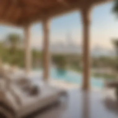 Breathtaking Views from The Palm Villas Panoramic view of Dubai skyline from The Palm Villas, emphasizing prime location