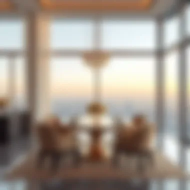 Elegant dining area with city views