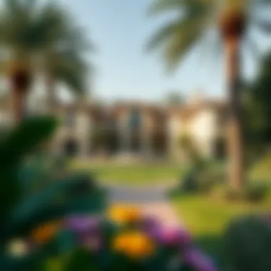 Serene Surroundings of Villa Hacienda Picturesque landscaping surrounding the villa with lush greenery
