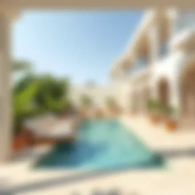 Exquisite Outdoor Living at Twin Villas Stylish outdoor space of twin villas with a pool and garden