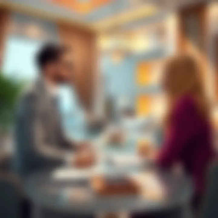 Consultation with a Real Estate Expert Real estate agent discussing villa options with clients