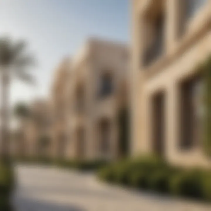 Close-up of the unique architectural features in Yas Gateway Park