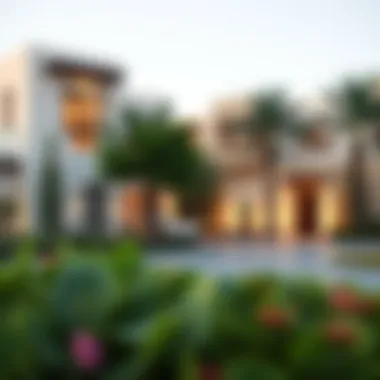 Serene Landscaping Around Hayat Townhouses Stylish landscaping surrounding Hayat Townhouses creating a serene atmosphere