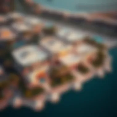 Aerial view of Luxurious Jebel Ali Palm Villas Aerial view of Jebel Ali Palm Villas showcasing luxurious architecture