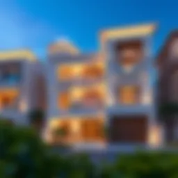 Stunning architectural facade of a luxury townhouse in Dubai