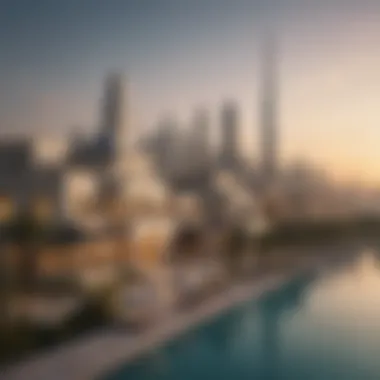 Stunning skyline view of Dubai with luxury villas