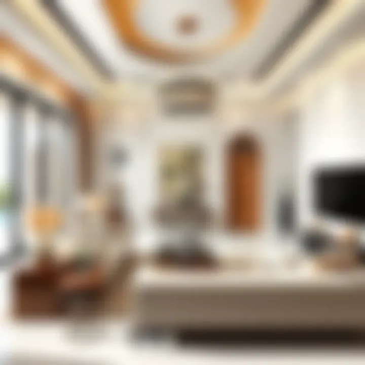Elegant living room interior of a high-end villa featuring stylish decor and furnishings.