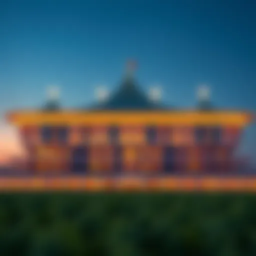 Meydan Racecourse Grandstand at Dusk Spectacular view of Meydan Racecourse's grandstand at dusk