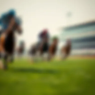 The iconic turf track showcasing thoroughbreds racing