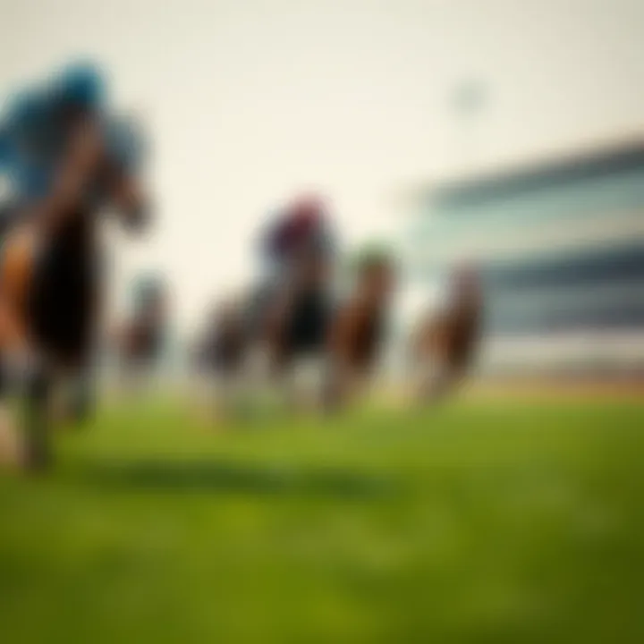 The iconic turf track showcasing thoroughbreds racing