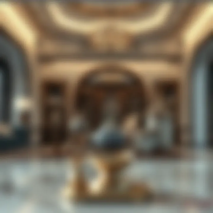 A close-up of the cultural artifacts displayed within the residence.