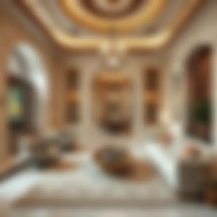 The luxurious interior design elements of the residence reflecting opulence.