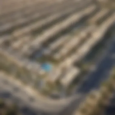 Aerial view of Murooj Al Furjan showcasing its prime location in Dubai