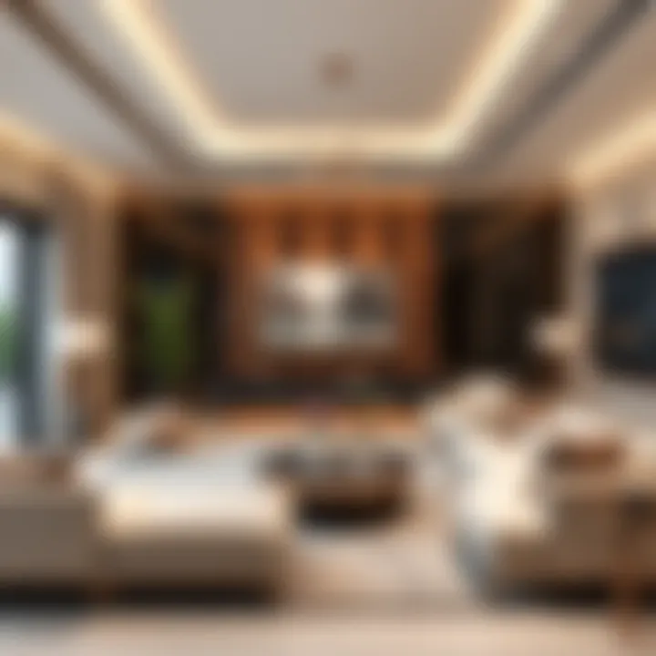 Contemporary Living Room Design in Dubai Luxurious modern living room showcasing contemporary furniture