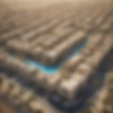 An aerial view of a residential neighborhood in Dubai, emphasizing housing options available for movers.