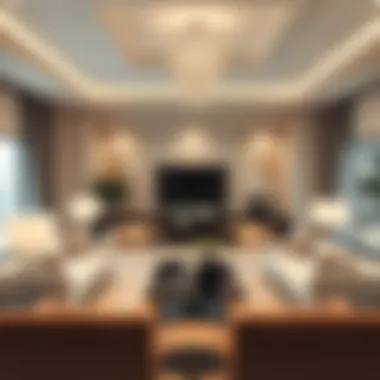 Elegant living room with luxurious furnishings and decor