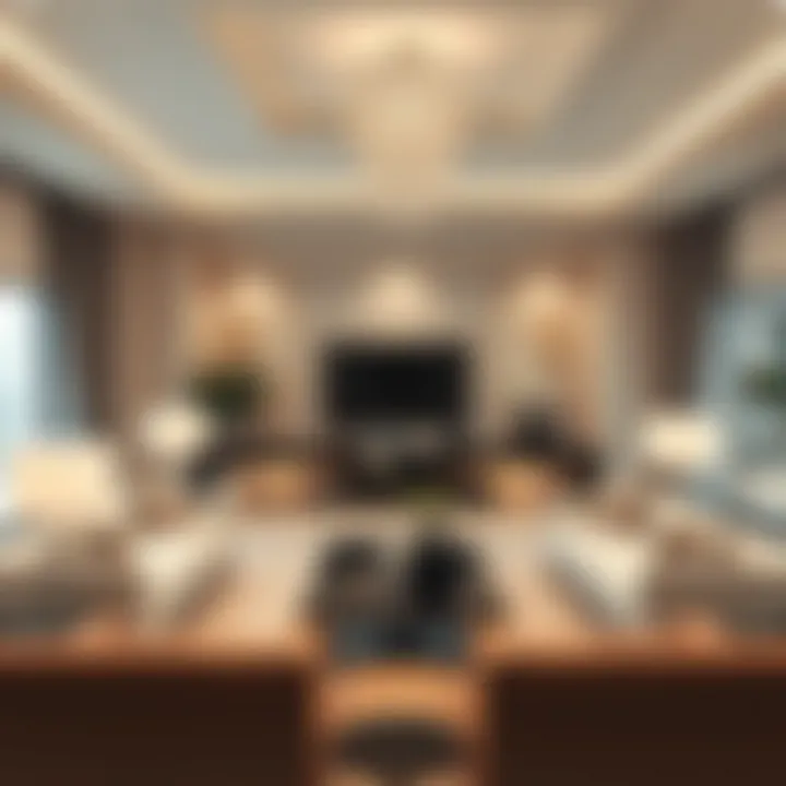 Elegant living room with luxurious furnishings and decor