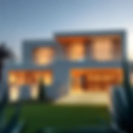 Modern Architectural Masterpiece in Dubai Stunning villa exterior showcasing modern architecture