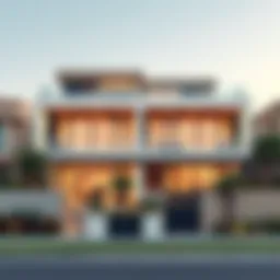 Luxurious villa exterior showcasing modern architecture