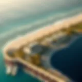 Aerial view of luxury villas along the coastline in Dubai