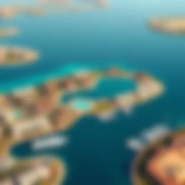 Stunning Aerial View of Portofino Lagoons Breathtaking view of Portofino Damac Lagoons showcasing its pristine waters and luxurious villas