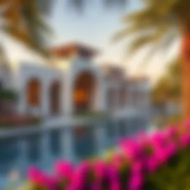 Architectural Elegance of Villas Elegant architecture of the villas at Portofino Damac Lagoons blending with nature