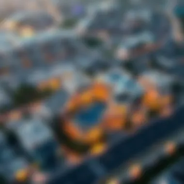 Aerial view of Dubai highlighting the location advantages of Pulse Villas