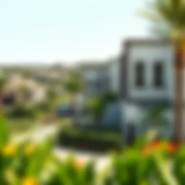 Vibrant neighborhood surrounding Pulse Villas with lush greenery