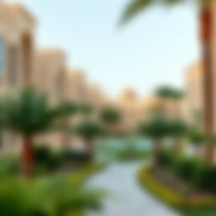 A picturesque view of the lush green spaces and recreational areas within Safi Town Square.