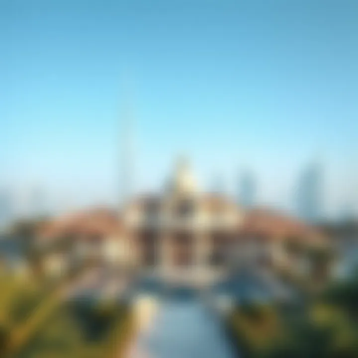 Sheikh Mohammed's Residence Amidst Dubai Skyline A panoramic view of Sheikh Mohammed's residence within the Dubai skyline.