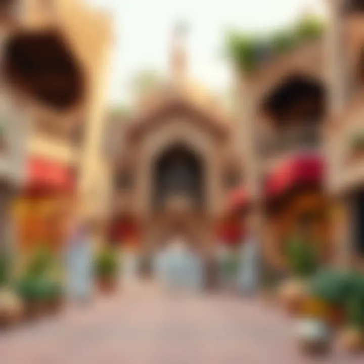 A vibrant traditional market showcasing Emirati culture and craftsmanship.