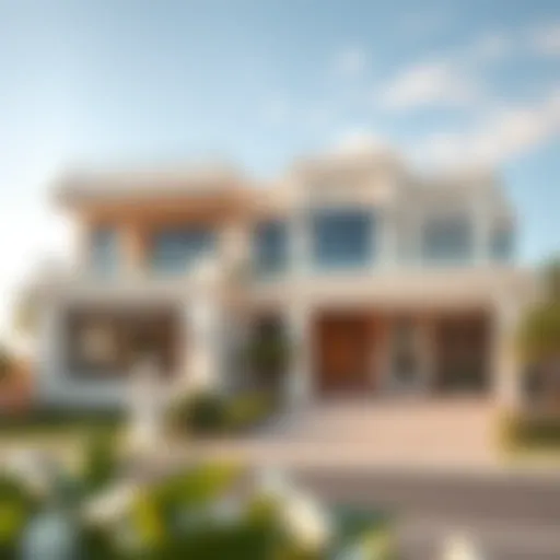 Stunning exterior view of a luxury villa in Dubai showcasing modern architectural design