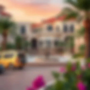 Vibrant community surrounding luxury villas highlighting exclusive lifestyle amenities