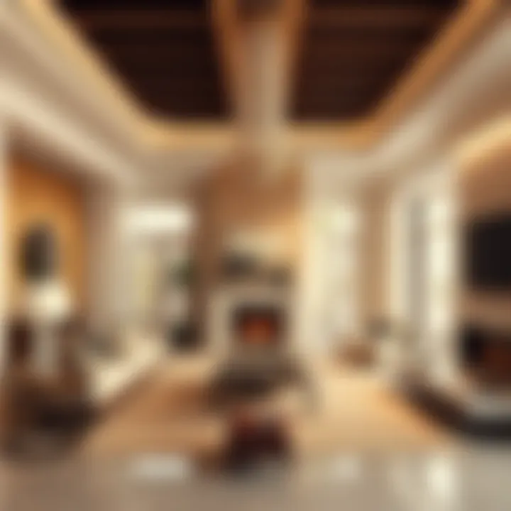 Spacious villa living room with elegant decor