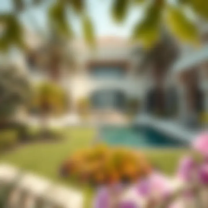Beautifully landscaped garden of a villa