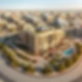 Aerial view showcasing The Circle Dubai's architectural brilliance
