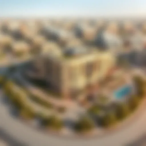 Aerial view showcasing The Circle Dubai's architectural brilliance