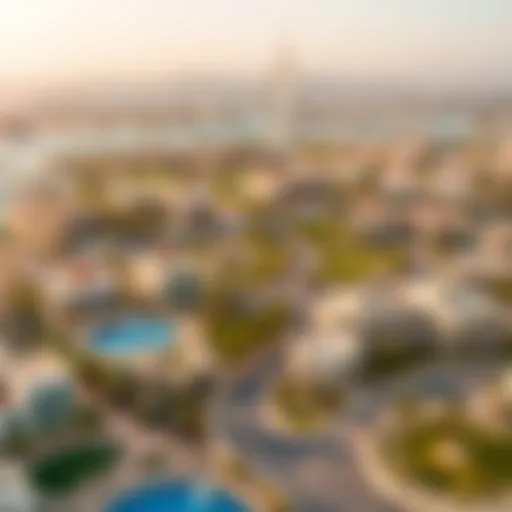 Aerial View of Yas West's Luxurious Landscape Stunning skyline view of Yas West