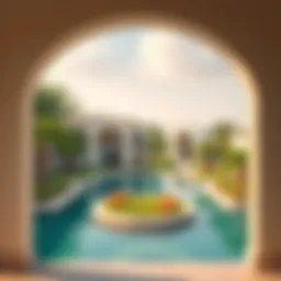 Stunning view of lagoon villas with lush greenery