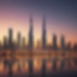 Stunning view of Dubai skyline at sunrise